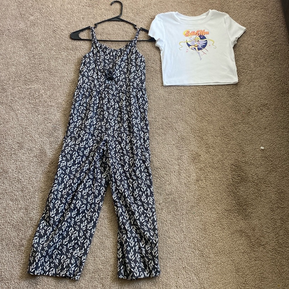 Girls Fall Romper size 10 comes with a free Sailor Moon tshirt NWOT
